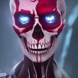 Ultra high definition, skull, skull, red, blue, purple, polished, fractured leaking, bloody, crystal, Viking, horns, ghost rider