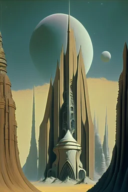 Cathedral on an alien planet; style of Chesely Bonestell.