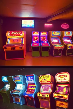 An 80's arcade at night, with a lot of functioning arcade machines