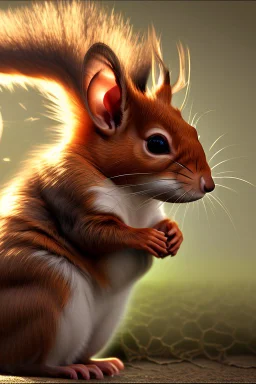 Ratatosk, lighting, hyper realistic, unreal engine 5, 16k,