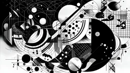 Abstract, dreamy, dreamlike, and a strong black and white contrast illustration by Kandinsky for the ideia "existir é simplesmente viver em acordo com os movimentos do mundo natural".