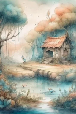 The place where the Dream and its followers live. Watercolor, fine drawing, beautiful foret, pixel graphics, lots of details, pastel aqua colors, delicate sensuality, realistic, high quality, work of art, hyperdetalization, professional, filigree, hazy haze, hyperrealism, professional, transparent, delicate pastel tones, back lighting, contrast, fantastic, nature+space, Milky Way, fabulous, unreal, translucent, glowing