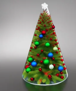 A glass Christmas tree inside a 3d glass cube