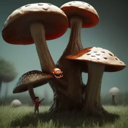 big mushroom monster eating humans