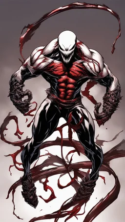 Venom symbiote with kratos red tattoos and Clothes, holding blade of choice