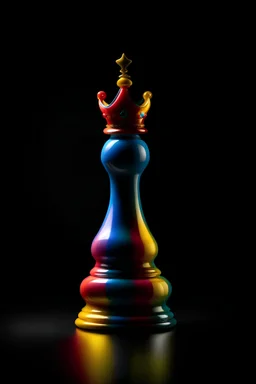 a pawn becoming a queen, symbolising a person's transformation by fulfilling their potential. Brighter colours. The pawn and the Queen are separated