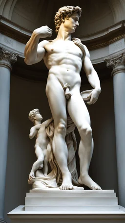 Hyperrealistic 4k image, ultra quality, of Michelangelo's David sculpture