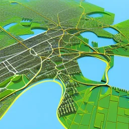 a 3d partially transparent map with roads and highways, desaturated colors, and colored pins positioned throughout the map, highly detailed, intricate design, smooth, realistic render