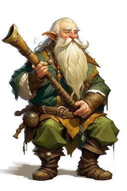 blond bard mountain dwarf with flute dnd