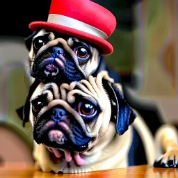 pug puppy wearing a tophat