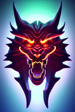 fanged demon,neon color scheme, high key lighting, volumetric light high details psychedelic background