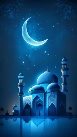 Eid Mubarak, Juice, Mosque, Stars blue night, long shot, Peacefulness