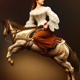 beautiful woman sitting on ultra-detailed carousel horse, 1800s, chiaroscuro lighting , 8k UHD, matte painting, illustration, renaissance, artwork, high-quality, intricate detail, rocco, greg rutowski, howard lyon, alphonse mucha