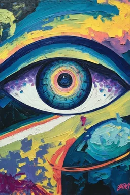 The void; Lowbrow, electric neon Post-Impressionist painting