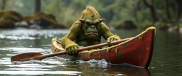 ancient moss ogre troll in kayak