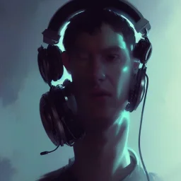 8K resolution concept art portrait by Greg Rutkowski, DJ, headphones, performance