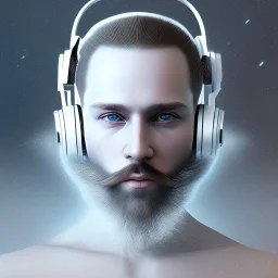 Short Beard Dj Headphones Christian Boshell cinematic photorealistic futuristic Star Wars style, hints of michelangelo, intricate detail, sci-fi, volumetric lighting