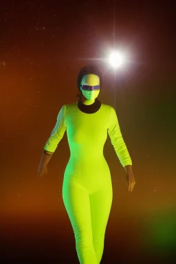 Full body portrait, painting, medium shot lady Spacecore skin-tight volumetric hyperrealistic nuclear waste glow clothing