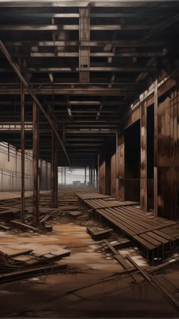 A dark brown construction zone painted by Guo Xi