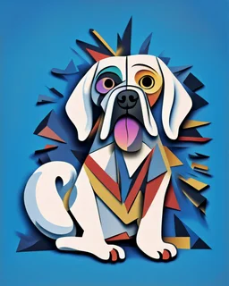 Imágen perro hermoso, impactante, maximalista, arte estilo Picasso 8k