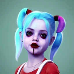 Cute baby character harley quinn, photo realistic, unreal engine, cinematic lighting 8k --v 4