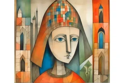 hand painted aquatint book drawing of a hauntingly grandiose girl in the mix style of Paul Klee Remedios Varo Dušan Marek Gabriel Pacheco