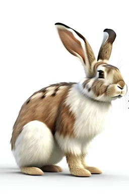 create an animated full body rabbit in its real colour with white background