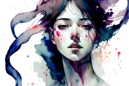 watercolor illustration of beautiful woman by <agnes cecile>, trending on artstation