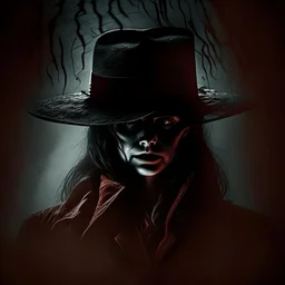 spooky movie still, Rose the Hat character rom "Doctor Sleep" movie, creepy, dramatic, complex contrast, dynamic composition, cell-shaded, beautiful