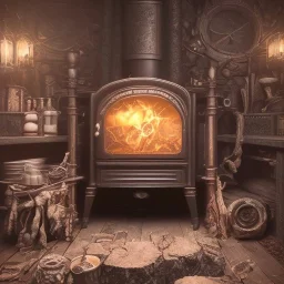 an viking fire place in old house, scary, zombie, steam punk, realistic, made in octane, cinematic, ultra-realistic, extremely detailed octane rendering, 8K, VRAY Super Real ar 2:3, dof photorealistic futuristic 50mm lens hard lighting dark gray tintype photograph, realistic lighting, sepia color