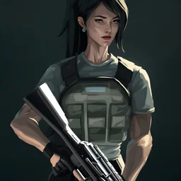 A lady with gun, wallpaper, masterpiece,cinematic, high quality