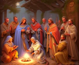 mdjrny-v4 style, the Nativity scene with brown people, detailed, photo realistic, cinematic, by drew struzan