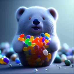 jelly bean, gummy bear, Photograph, beautiful, Unreal Engine 5, lens macro, utra realistic, hyper detailed