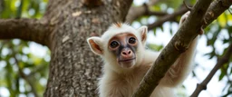 close up on member of monkey goat flock climbing trees