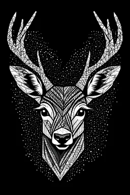 Black and white abstract deer head