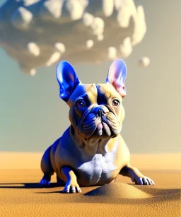 HD, high details, dramatic, detailed illustration of a french bulldog muscles standing on the sand, french bulldog wallpaper, detailed illustration of a french bulldog standing on the sand, french bulldog wallpaper, luminous body, sparkling body, full body, symmetrical body, realistic, clear focus, carefully detailed, soft evening sky, muscular body, hulk body, a lot of muscles on the body, realistic body, beautiful dog, super french bulldog