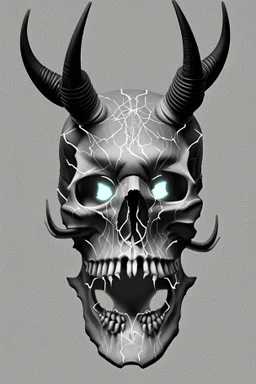 a devil's skull with circuitry for horns