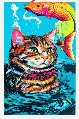 smoking a malbough shark cat fish in the style of warhol