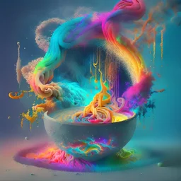 magic noodle soup that is a portal to another dimension with lots of colours and dust effects