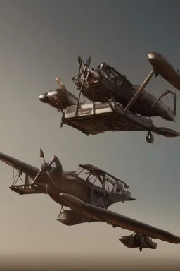 Plane, steampunk, hyper realistic