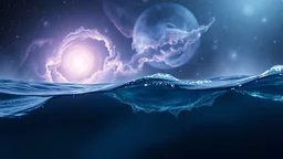 flow theme, abstractions and unoque stunning shapes, water, dark galaxy , deep sea water with nebula and big deep galaxy, music, soft verry fade 2d nervous system with fade little lightings floatings in background, deep sea, deep colors: dark blue, purple, white, pale green, pale silver gray colors, stunning composition with dremlike vibe, slow flow of a light wave-like water, deep colors, emotional, etheral, neurodivergens ambient soul , abstractions, soft pale neuron web, stunning, cinemati