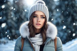 ,Winter Wonderland image, hyper-detailed, sharp focus, beautiful girl in winter clothing,octane render