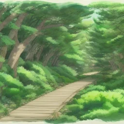 forest and path, concept art watercolor