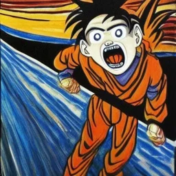 the scream painting with goku from dragon ball