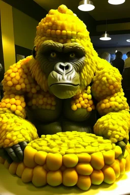 A giant gorilla made out of cheeseburgers