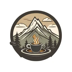 buatkan logo cafe di pegunungan yang sangat simpel