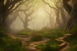  stone path lanterns forest