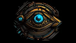 cartoon cyberpunk eye of Horus in rembrandt lighting, dark shadows, bright highlights, cell-shading style blade runner