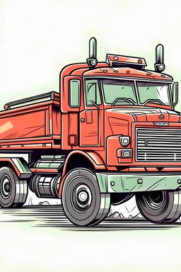 /image prompt dump truck cartoon style, thick lines, low detail, no shading, --ar 9:11