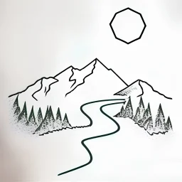 Mountain and river art